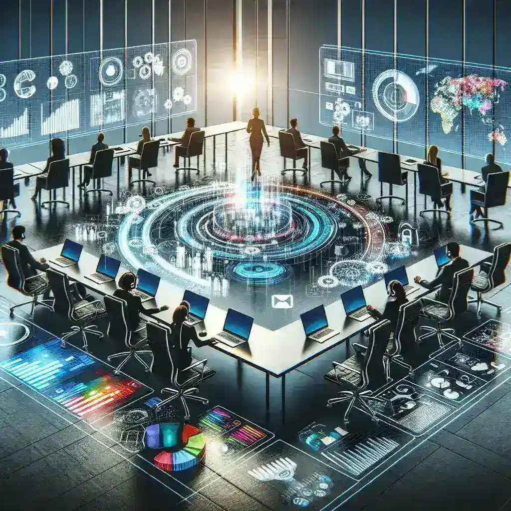 "Immagine che illustra diversi strumenti digitali per ottimizzare la comunicazione aziendale, inclusi software di messaggistica, piattaforme di videoconferenza e applicazioni di gestione progetti, come parte della guida completa alle soluzioni moderne."